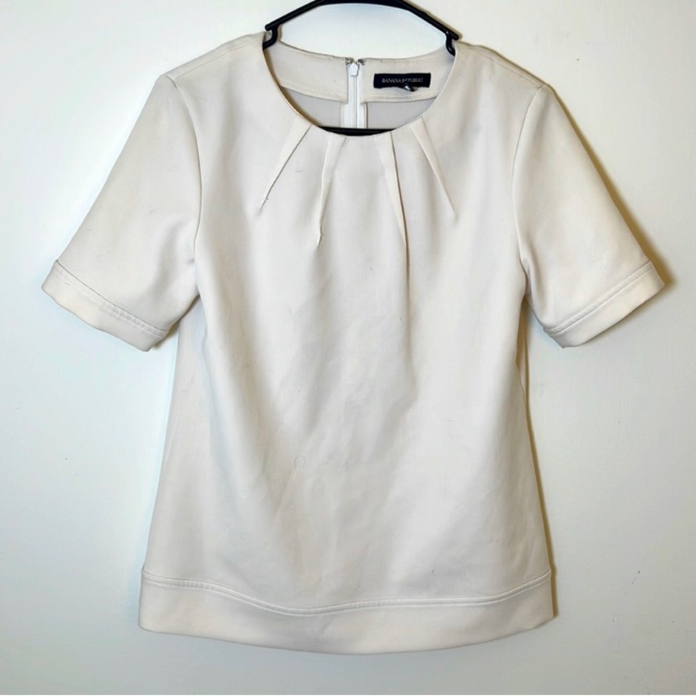 Banana Rep Boxy Structured Short Sleeve Crew - S, Ivory